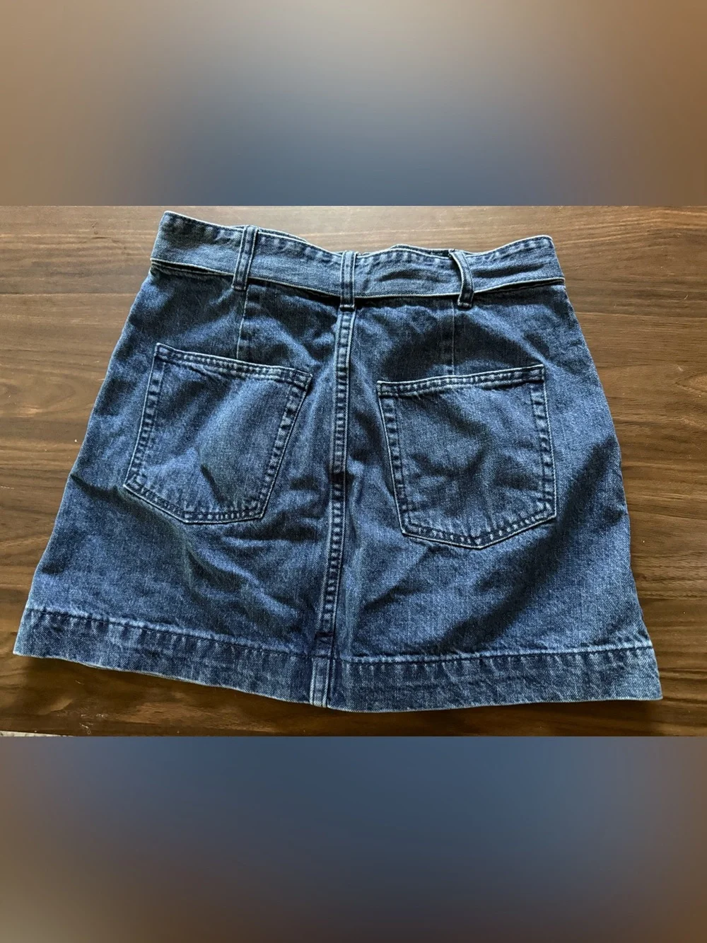 Free People Blue Denim Belted A-Line Skirt - Picture 3 of 3